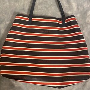 Tommy Hilfiger Navy, Red and White Striped Tote